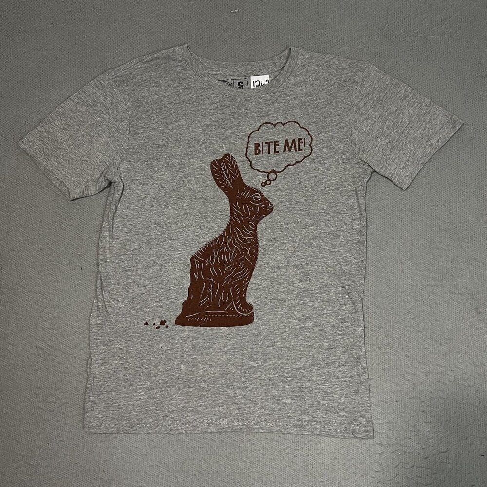 Bite Me Dog T Shirt Rabbit Bite Me t shirt women Sz Sm Gray